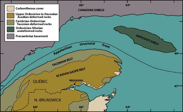 Major geological domains of the Gaspé Peninsula. 